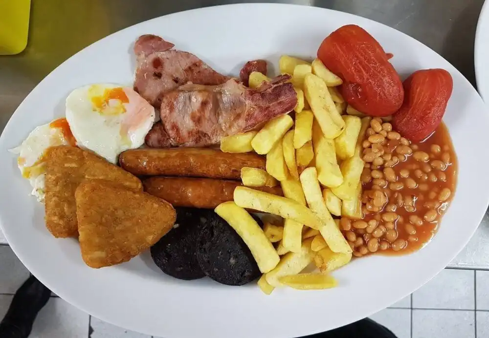 Full English breakfast served inside Café Royale