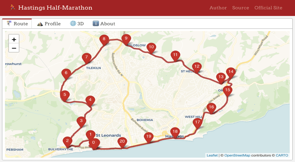 Hastings Half Marathon route map